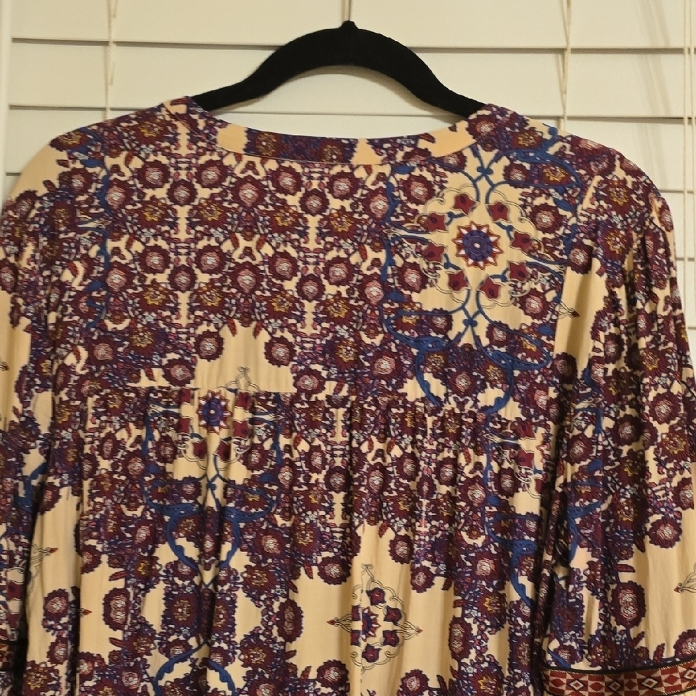 DR2 Purple and Blue Long Sleeve Smocked Blouse - Picture 7 of 11